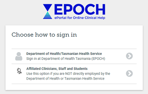 Screenshot of the two OpenAthens sign in options where the first option is for Department staff and the second option is for affiliated clinicians, staff and UTAS students