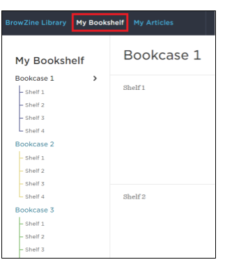 A picture of the My Bookshelf display panel on Browzine